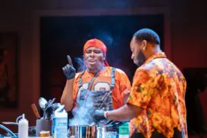 National Theatre: The Hot Wing King 29 Olisa Odele Isom and Simon Anthony Rhoden Dwayne in The Hot Wing King at the National Theatre c Helen Murray 132